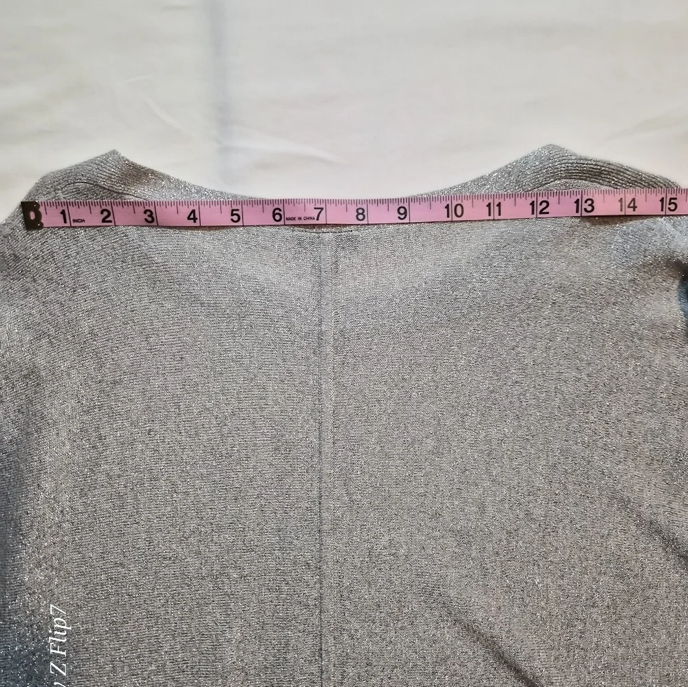 Talbots Petite Silver Metallic Shimmer Knit Top - Size XLP - Picture 6 of 9